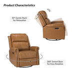 Ensemble de 2 fauteuils inclinables électriques pivotants Renato en cuir véritable traditionnel avec clous décoratifs et base en métal, par HULALA HOME