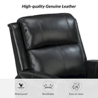 Ensemble de 2 fauteuils inclinables électriques pivotants Renato en cuir véritable traditionnel avec clous décoratifs et base en métal, par HULALA HOME
