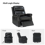 Ensemble de 2 fauteuils inclinables électriques pivotants Renato en cuir véritable traditionnel avec clous décoratifs et base en métal, par HULALA HOME