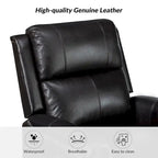 Ensemble de 2 fauteuils inclinables électriques pivotants Renato en cuir véritable traditionnel avec clous décoratifs et base en métal, par HULALA HOME