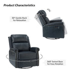 Ensemble de 2 fauteuils inclinables électriques pivotants Renato en cuir véritable traditionnel avec clous décoratifs et base en métal, par HULALA HOME