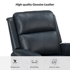 Ensemble de 2 fauteuils inclinables électriques pivotants Renato en cuir véritable traditionnel avec clous décoratifs et base en métal, par HULALA HOME