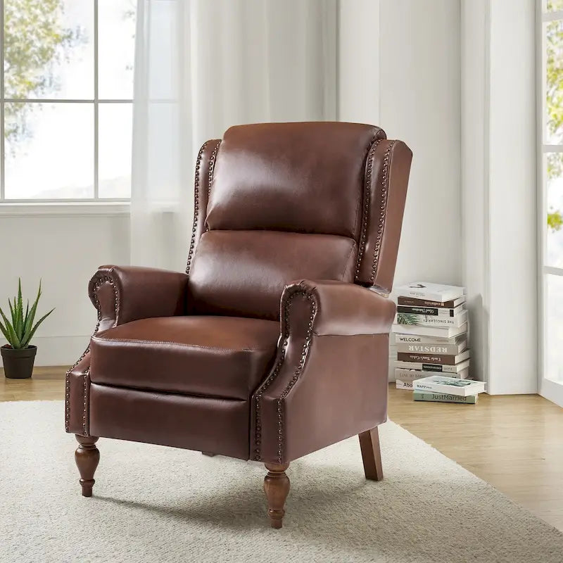 Fauteuil inclinable manuel Terri traditionnel en cuir végétalien de HULALA HOME