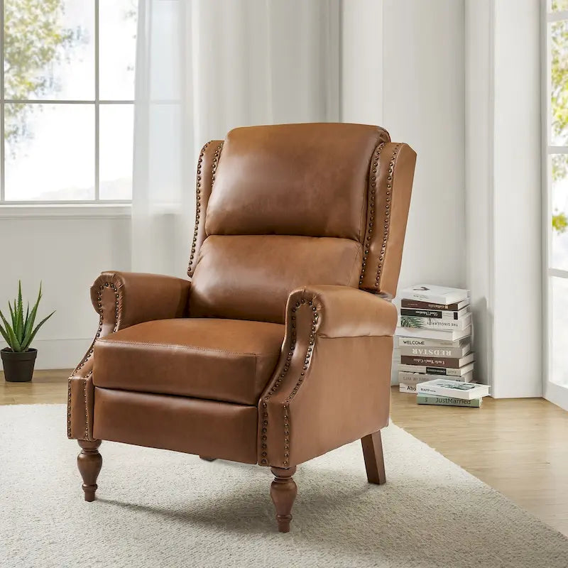 Fauteuil inclinable manuel Terri traditionnel en cuir végétalien de HULALA HOME