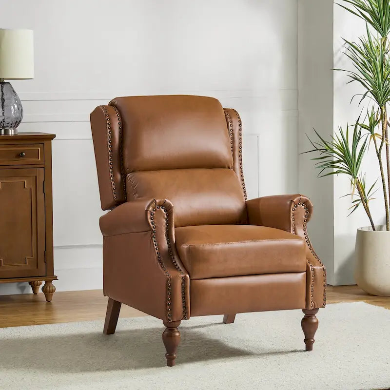 Fauteuil inclinable manuel Terri traditionnel en cuir végétalien de HULALA HOME