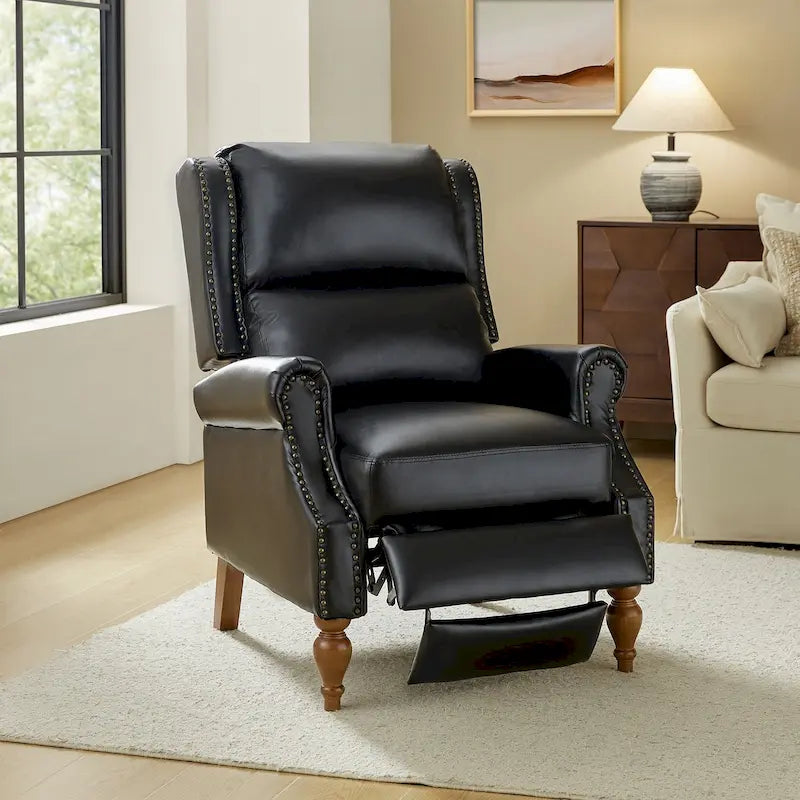Fauteuil inclinable manuel Terri traditionnel en cuir végétalien de HULALA HOME