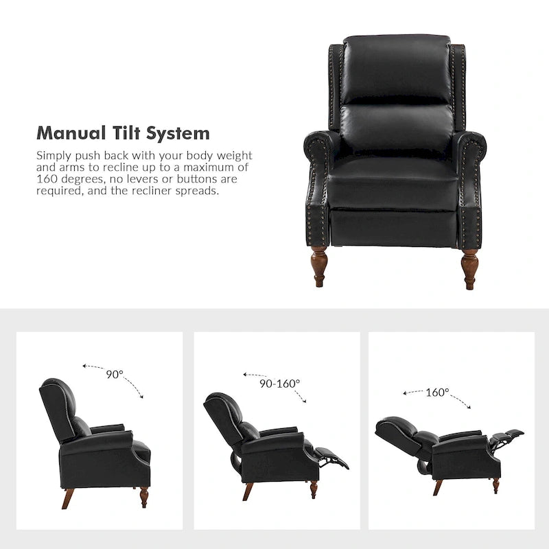 Fauteuil inclinable manuel Terri traditionnel en cuir végétalien de HULALA HOME