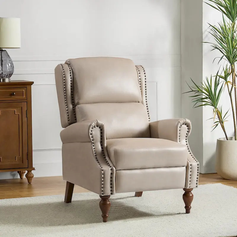 Fauteuil inclinable manuel Terri traditionnel en cuir végétalien de HULALA HOME