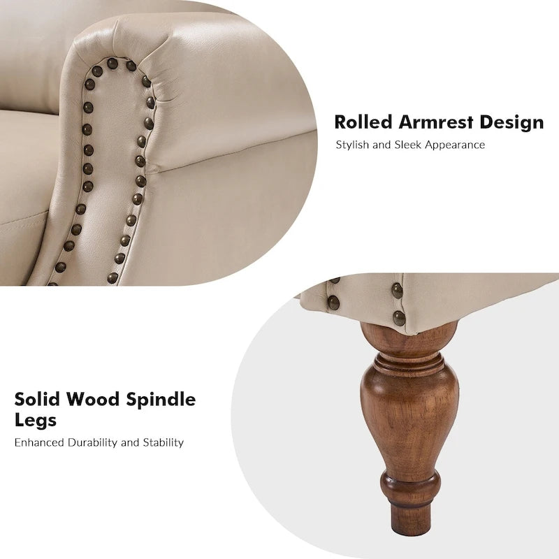 Fauteuil inclinable manuel Terri traditionnel en cuir végétalien de HULALA HOME