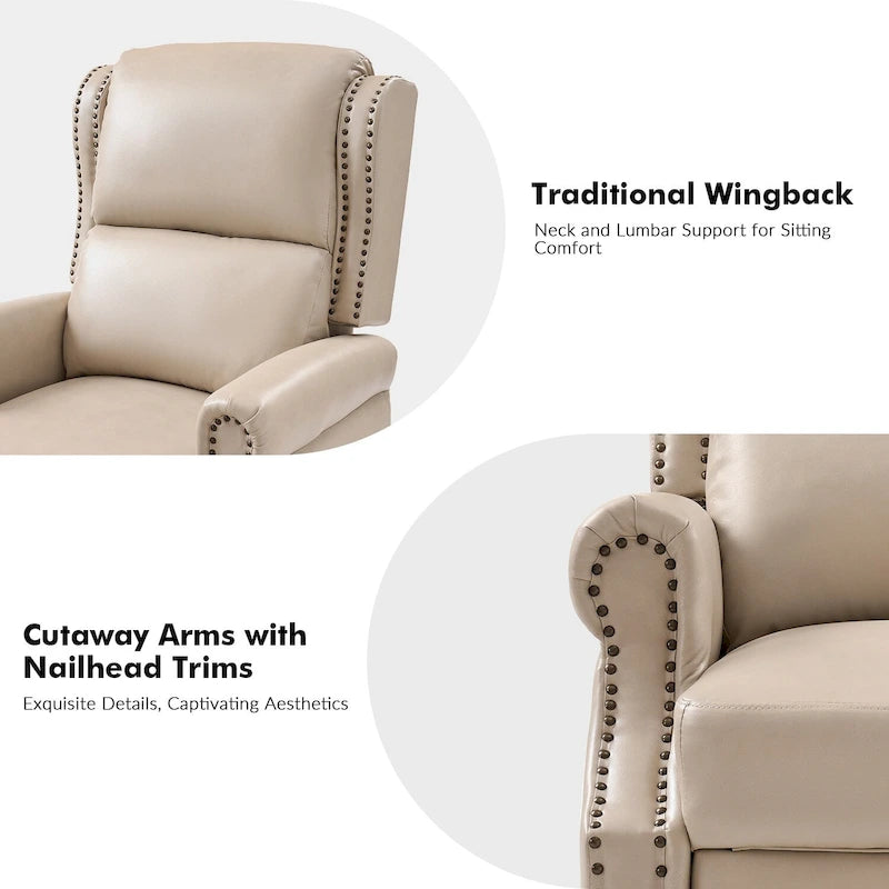 Fauteuil inclinable manuel Terri traditionnel en cuir végétalien de HULALA HOME