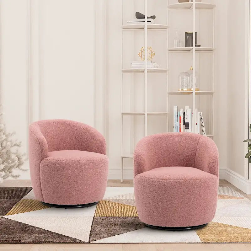 Fauteuil pivotant rembourré Ouyessir Modern Teddy (lot de 2)