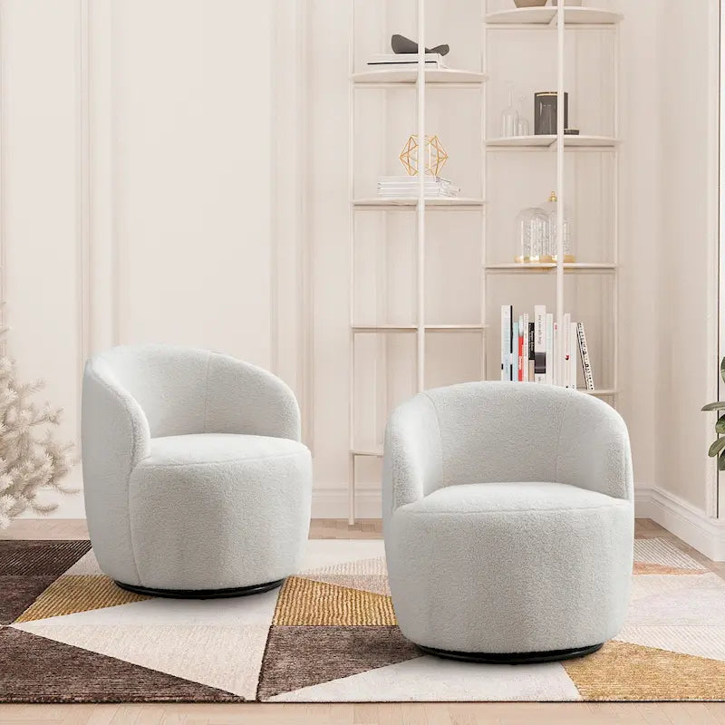 Fauteuil pivotant rembourré Ouyessir Modern Teddy (lot de 2)