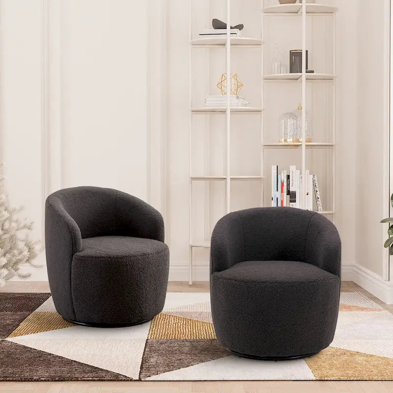 Fauteuil pivotant rembourré Ouyessir Modern Teddy (lot de 2)
