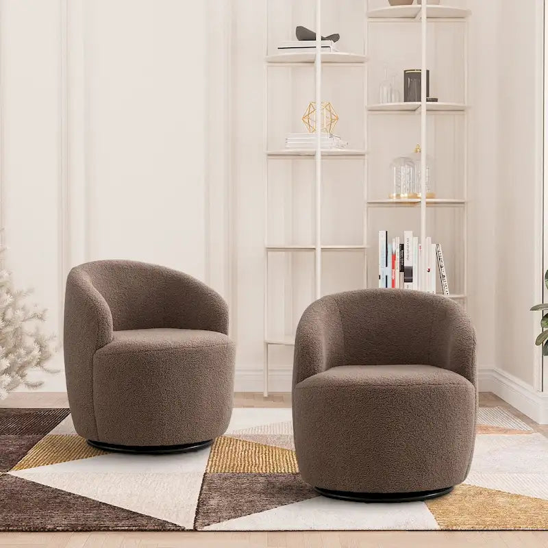 Fauteuil pivotant rembourré Ouyessir Modern Teddy (lot de 2)