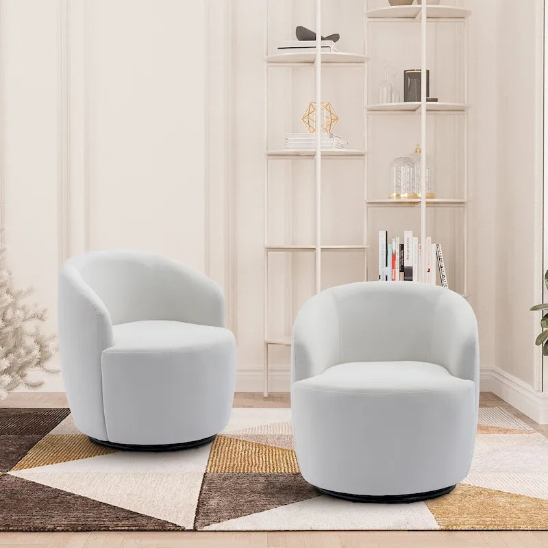 Fauteuil pivotant rembourré Ouyessir Modern Teddy (lot de 2)
