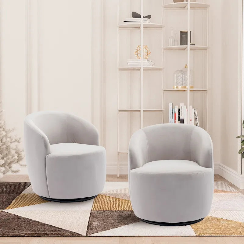 Fauteuil pivotant rembourré Ouyessir Modern Teddy (lot de 2)