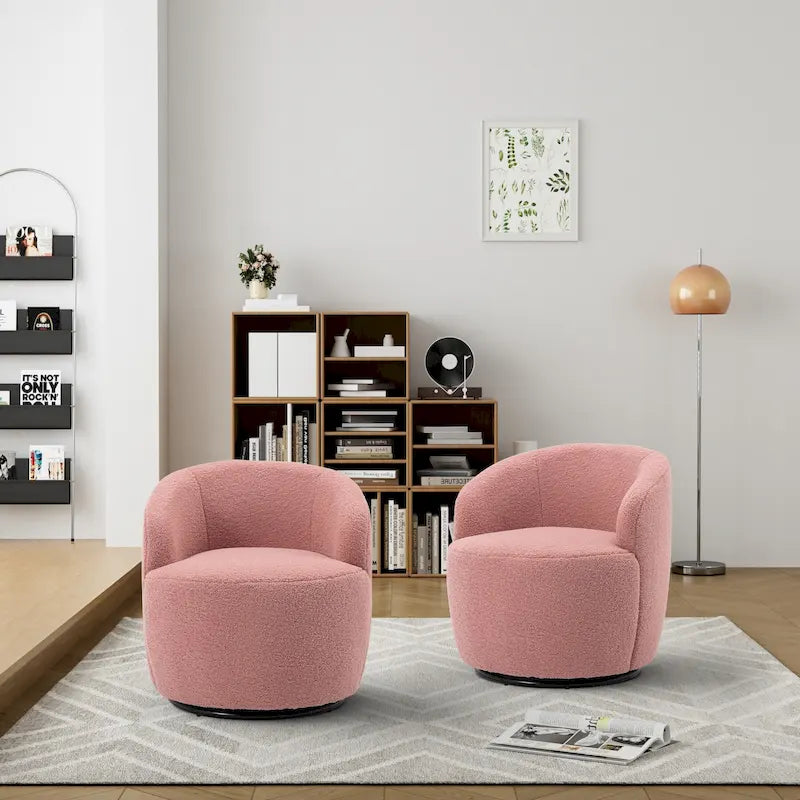 Fauteuil pivotant rembourré Ouyessir Modern Teddy (lot de 2)