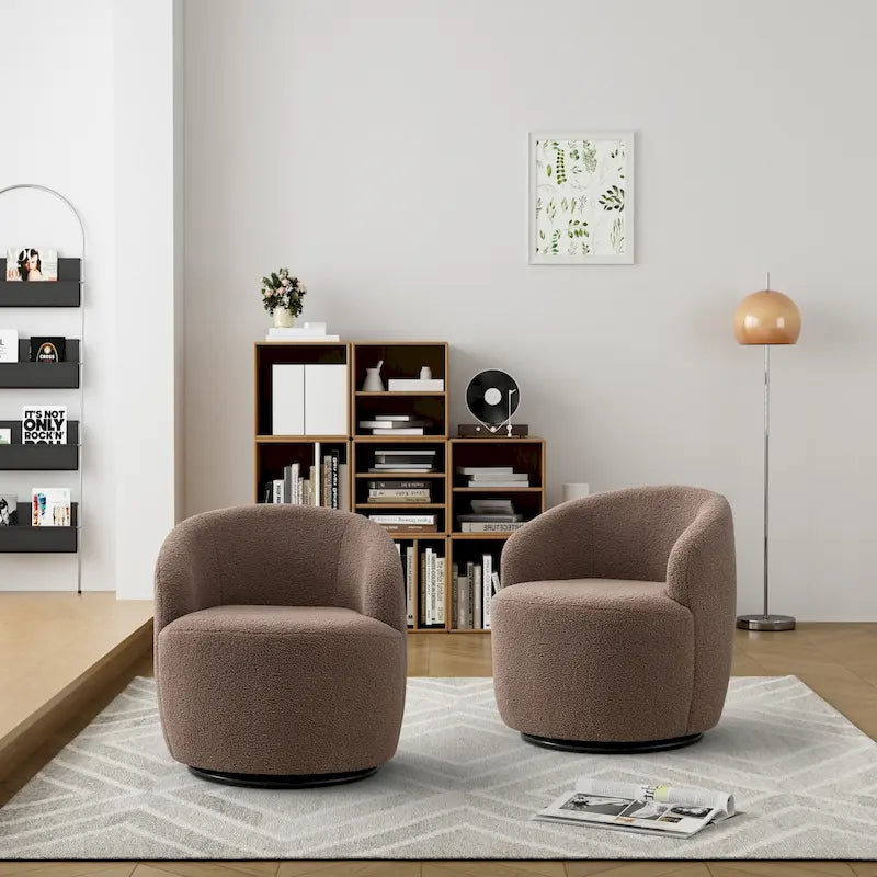 Fauteuil pivotant rembourré Ouyessir Modern Teddy (lot de 2)