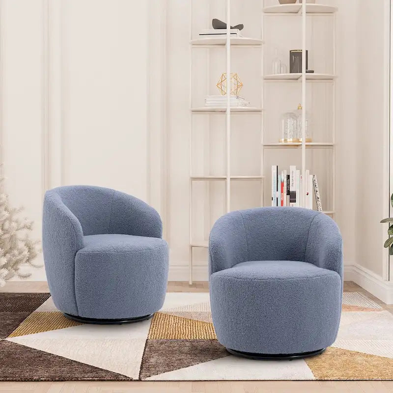 Fauteuil pivotant rembourré Ouyessir Modern Teddy (lot de 2)