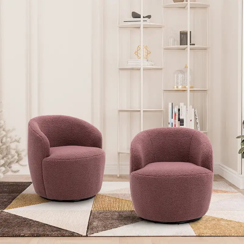 Fauteuil pivotant rembourré Ouyessir Modern Teddy (lot de 2)