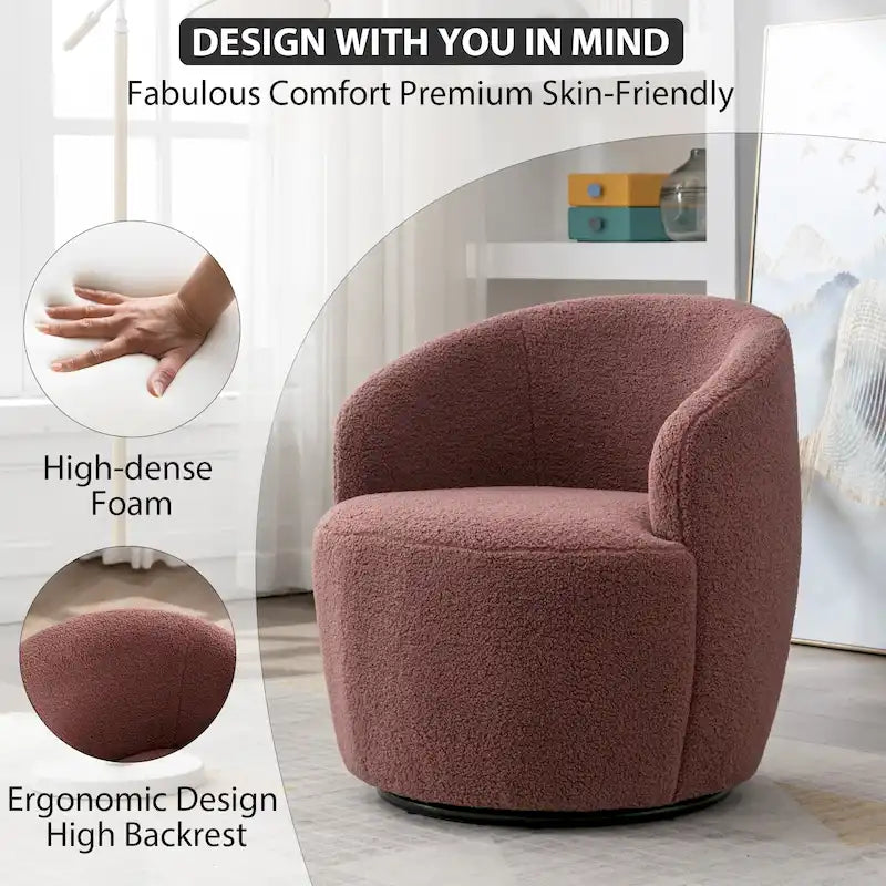Fauteuil pivotant rembourré Ouyessir Modern Teddy (lot de 2)