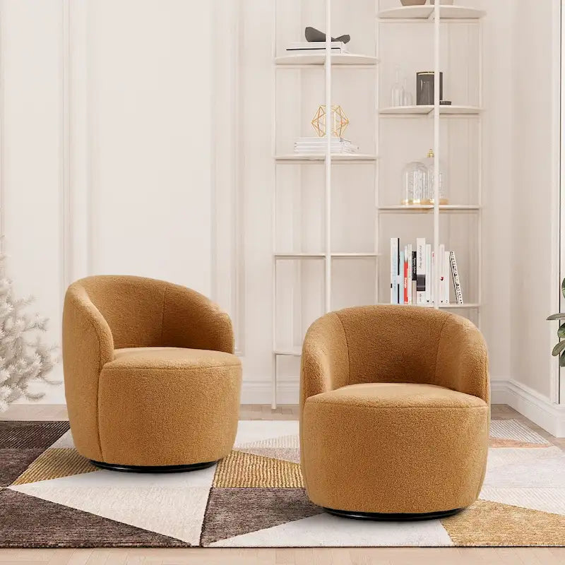 Fauteuil pivotant rembourré Ouyessir Modern Teddy (lot de 2)
