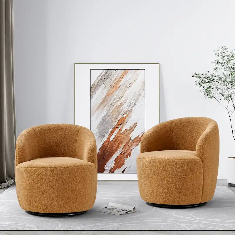 Fauteuil pivotant rembourré Ouyessir Modern Teddy (lot de 2)