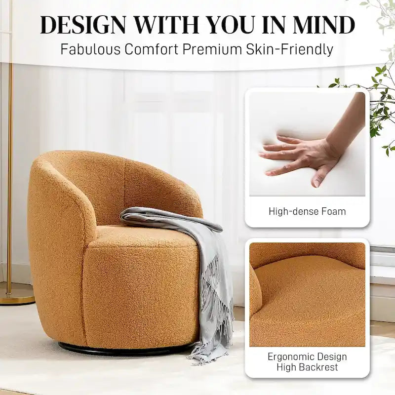 Fauteuil pivotant rembourré Ouyessir Modern Teddy (lot de 2)