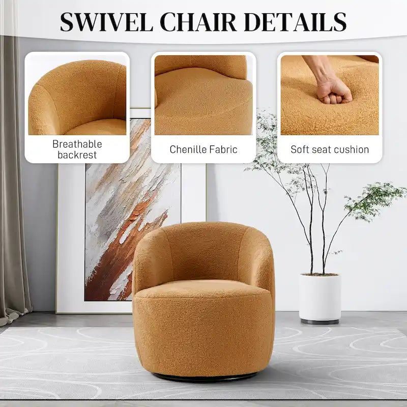 Fauteuil pivotant rembourré Ouyessir Modern Teddy (lot de 2)
