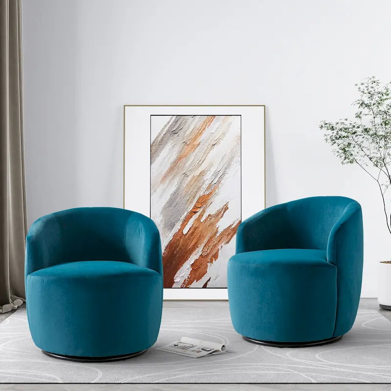 Fauteuil pivotant rembourré Ouyessir Modern Teddy (lot de 2)
