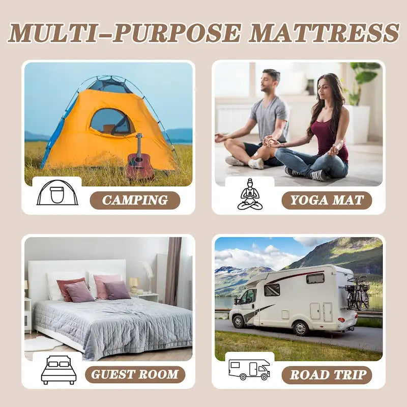 Matelas futon extra épais DoCred, matelas pliable et enroulable