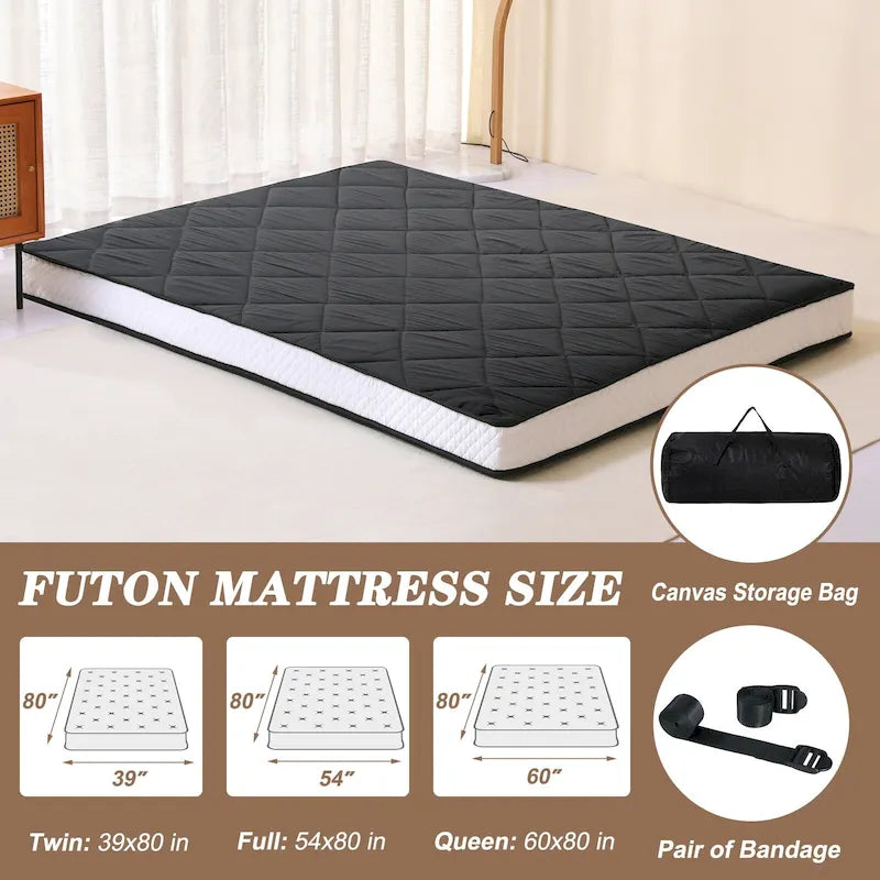 Matelas futon extra épais DoCred, matelas pliable et enroulable
