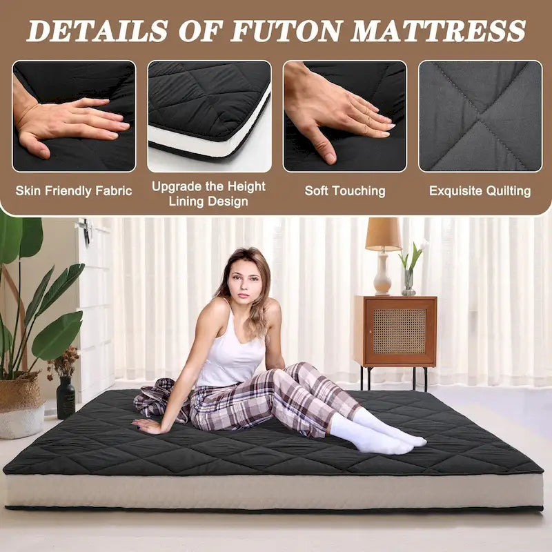Matelas futon extra épais DoCred, matelas pliable et enroulable