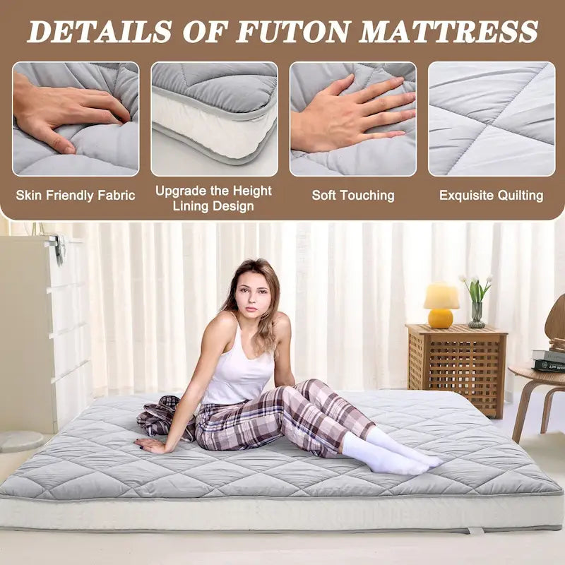 Matelas futon extra épais DoCred, matelas pliable et enroulable