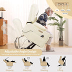 Fauteuil releveur électrique, fauteuil inclinable surdimensionné avec dossier coque, massage et chauffage pour personnes âgées