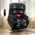 Fauteuil releveur électrique, fauteuil inclinable surdimensionné avec dossier coque, massage et chauffage pour personnes âgées