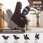 Fauteuil releveur électrique, fauteuil inclinable surdimensionné avec dossier coque, massage et chauffage pour personnes âgées