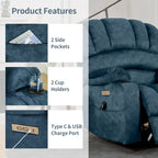 Fauteuil releveur électrique, fauteuil inclinable surdimensionné avec dossier coque, massage et chauffage pour personnes âgées