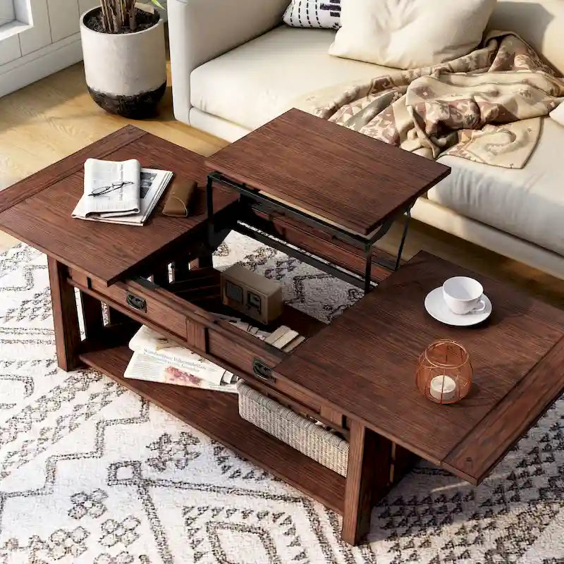 Table basse relevable en bois DH BASIC Mission de 46 pouces