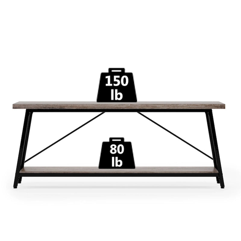 Console/table basse extra longue en bois de 70,9 pouces pour entrée
