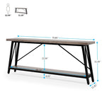 Console/table basse extra longue en bois de 70,9 pouces pour entrée