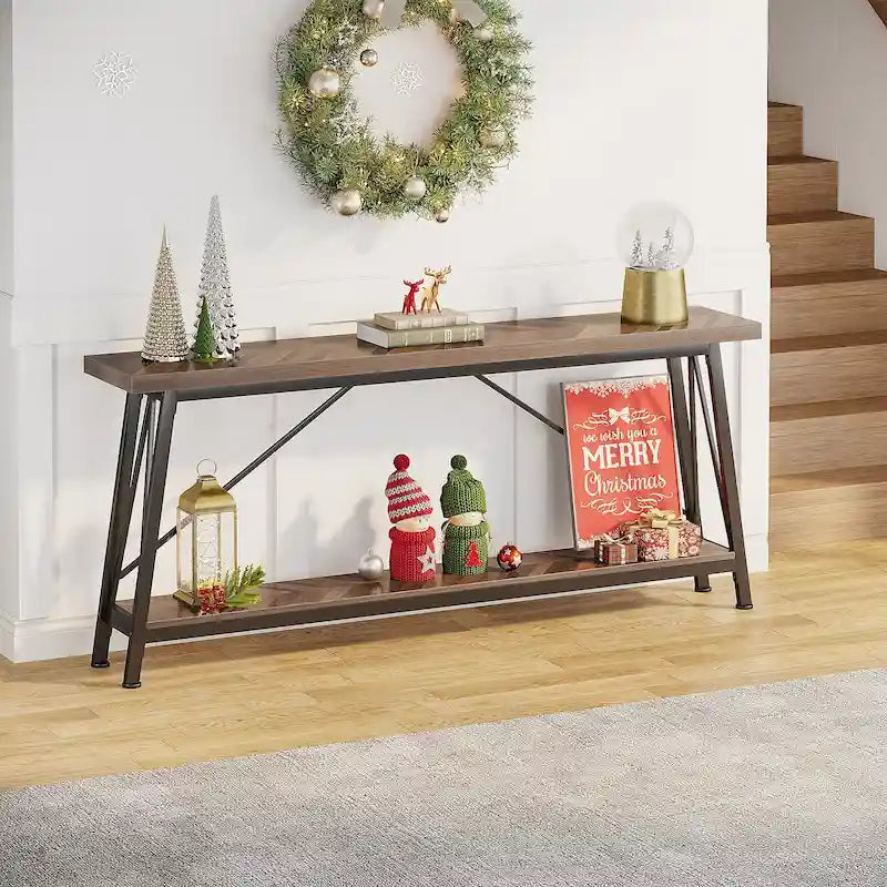 Console/table basse extra longue en bois de 70,9 pouces pour entrée