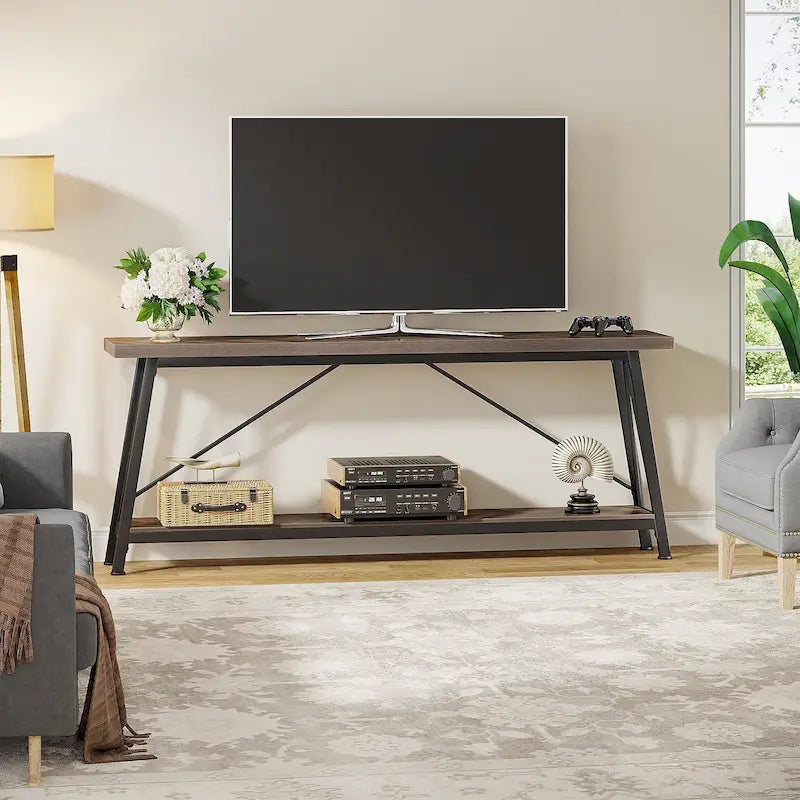 Console/table basse extra longue en bois de 70,9 pouces pour entrée