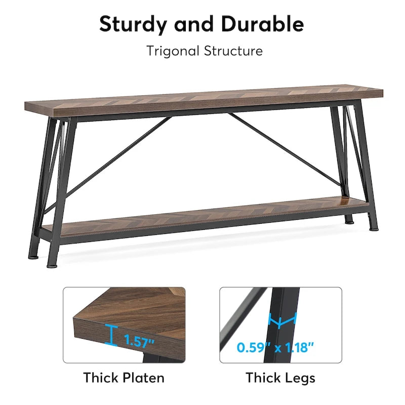 Console/table basse extra longue en bois de 70,9 pouces pour entrée