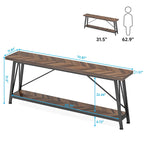 Console/table basse extra longue en bois de 70,9 pouces pour entrée