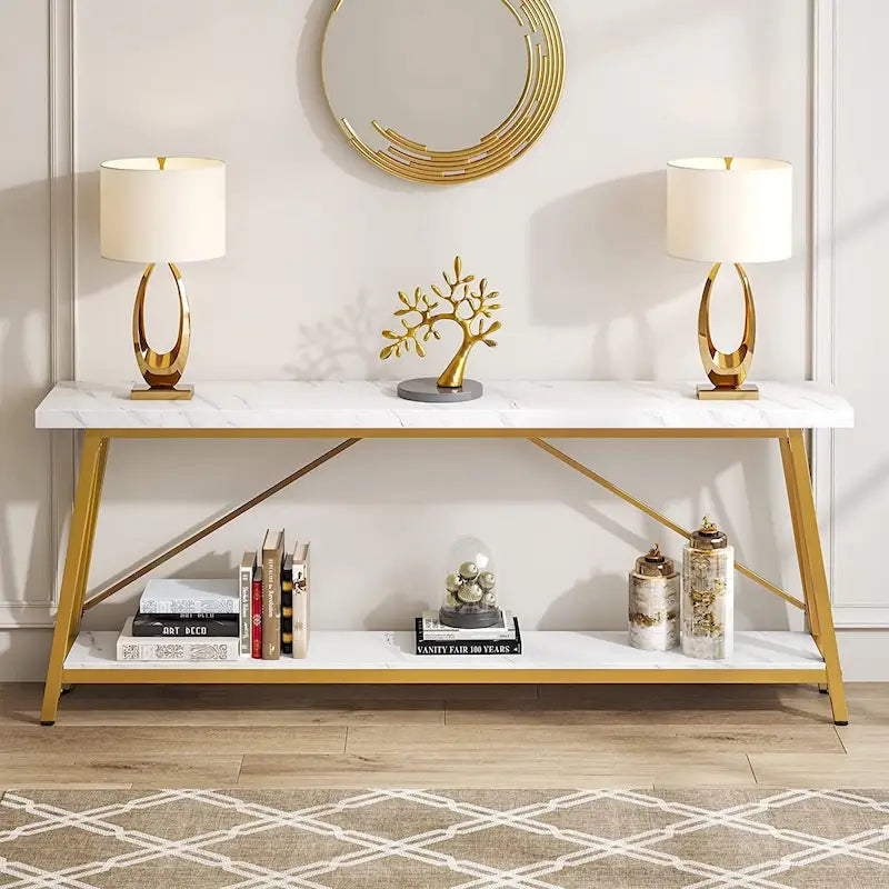 Console/table basse extra longue en bois de 70,9 pouces pour entrée