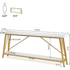 Console/table basse extra longue en bois de 70,9 pouces pour entrée