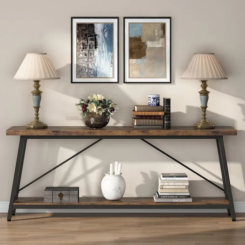 Console/table basse extra longue en bois de 70,9 pouces pour entrée