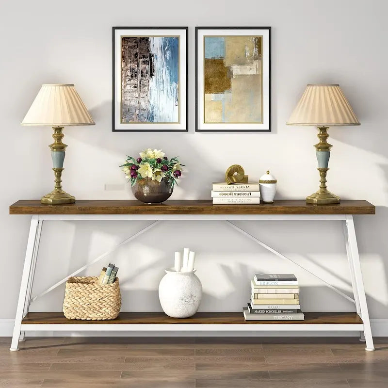 Console/table basse extra longue en bois de 70,9 pouces pour entrée