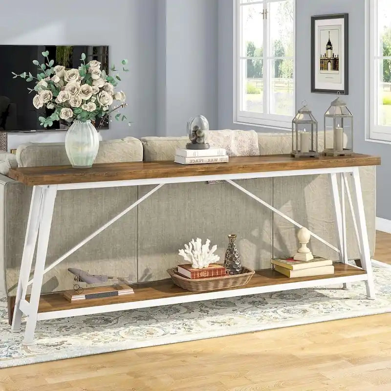 Console/table basse extra longue en bois de 70,9 pouces pour entrée